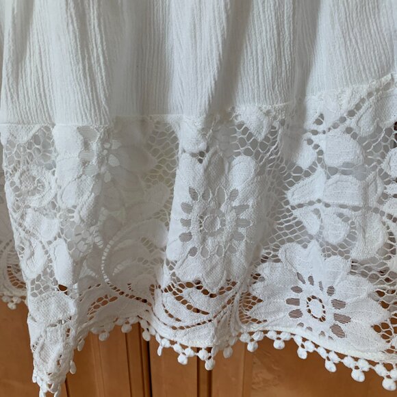 Lace and Gauze Dress Spaghetti Straps and Drop Sleeve - Picture 10 of 11